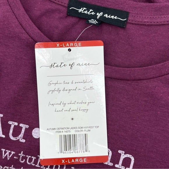 NWT State of Mine Plum Autumn Graphic Long Sleeve Crewneck Tee XL - Picture 6 of 7